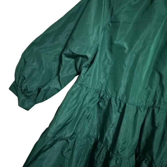 Zara Voluminous Taffeta Green V-Neck Dress - Size XL - Picture 9 of 11